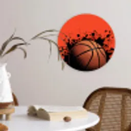 Basketbal - Verf - Sport - Oranje Wandcirkel kunststof plaat 5mm dik klein -sfeer4