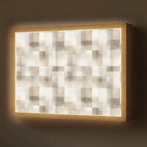 Textuur - Linnen - Beige Light Box met batterij (Wandlamp) middel 907 -z3d_website