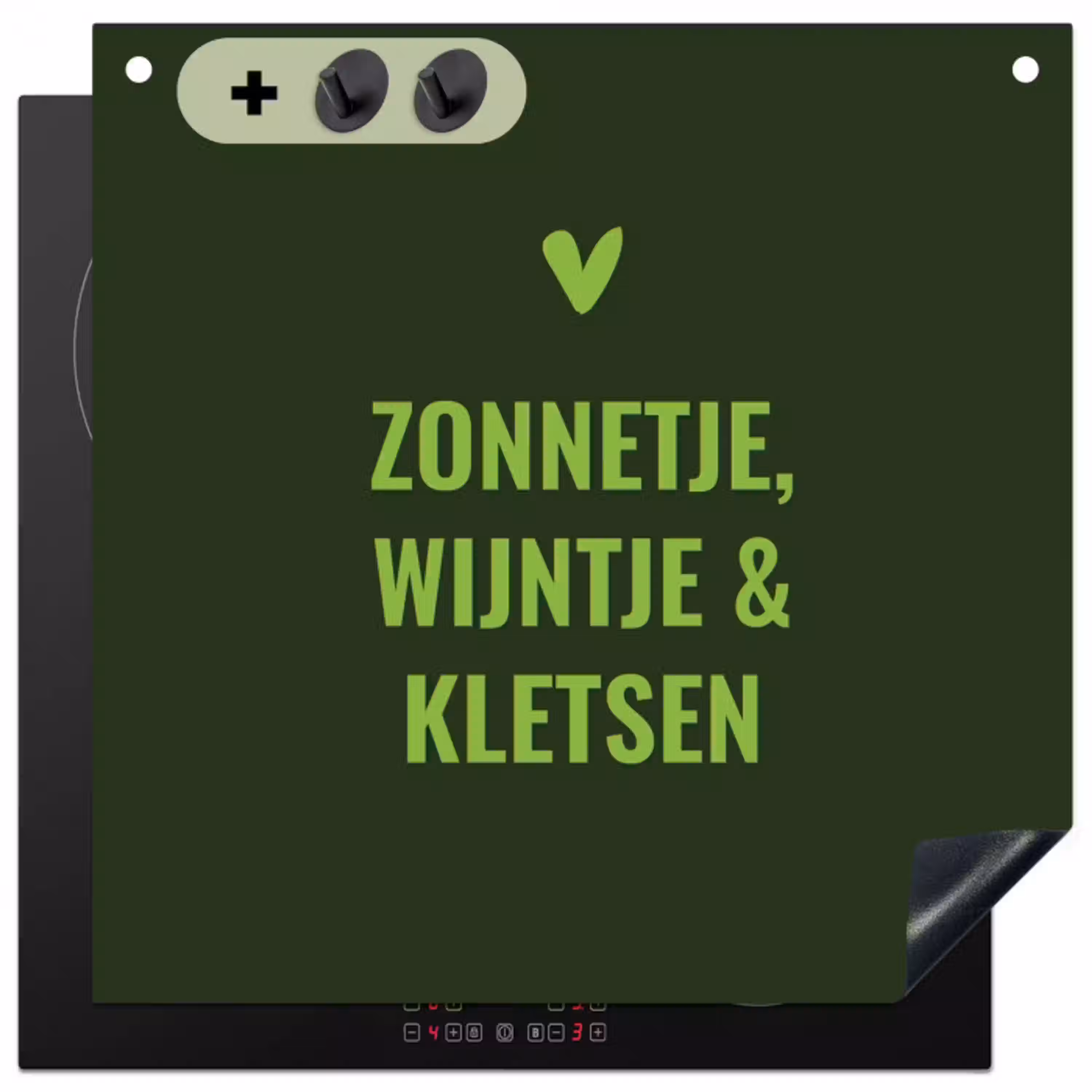 Donkergroen - Quote - Zon - Zomer Inductie beschemer met haakjes middel -3d