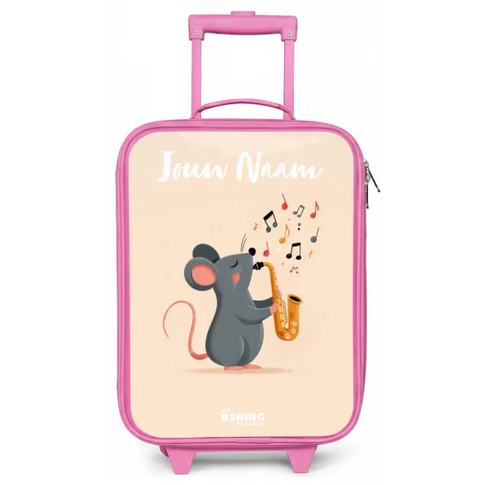 Muis - Saxofoon - Muziek Kinderkoffer - Roze klein -zz3dotto