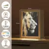 Portret - Leeuw - Abstract - Goud Light Box met kabel (Tafellamp) klein -USP_NL