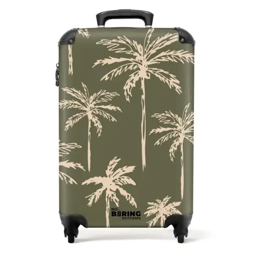 Patronen - Palmbomen op olijfgroen NBS - Handbagage koffer - Kinderen Unisex middel -productfoto_recht
