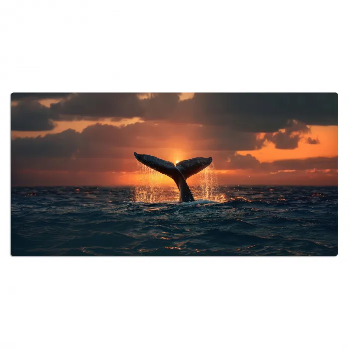 Walvis staart - Water - Zonsondergang Muismat XXL klein -3d_leeg