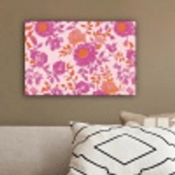 Bloemenpatroon - Roze - Oranje - Bloemen canvas 2cm klein -sfeer3