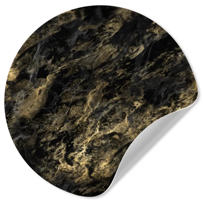Marmer - Zwart - Goud Wandcirkel behangsticker klein 186 -3d