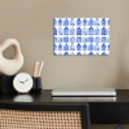 Patroon - Huizen - Blauw poster papier klein 62 -sfeer1