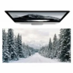 Weg - Sneeuw - Naaldbos - Winter - Avontuurlijk Muismat XXL klein -zzz3d