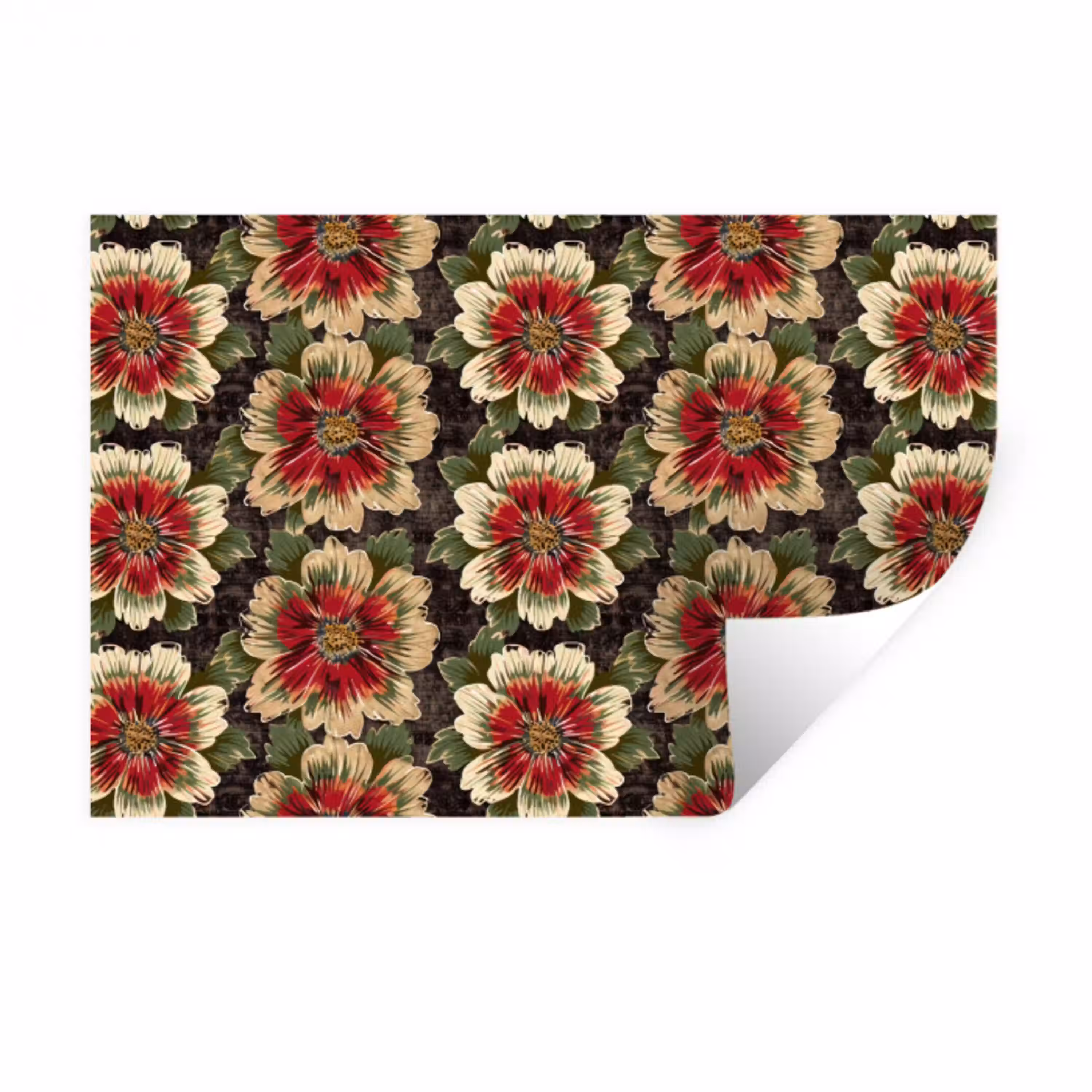 Bloemen - Klassiek - Patroon - Rood Muursticker klein 286 -3d