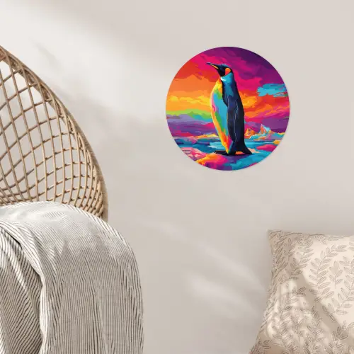 Ijsschots - Pinguïn - Abstract - Lucht Wandcirkel behangsticker klein -sfeer4