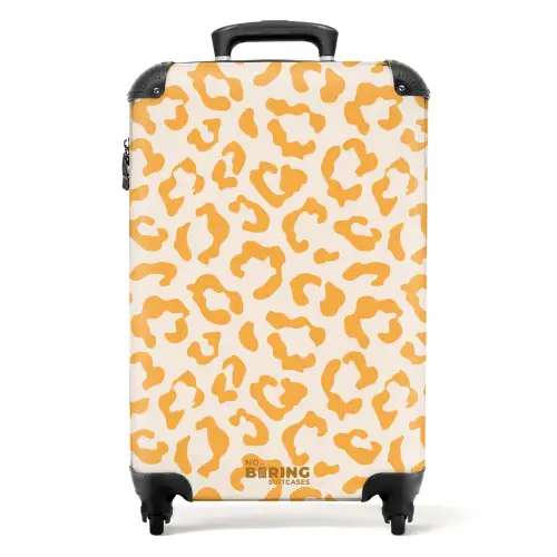 Dierenprints - Panterprint koffer in oranje en crèmekleur NBS - Handbagage koffer - Kinderen Unisex middel -productfoto_recht