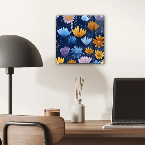 Bloemen - Patroon - Blauw - Contrast plexiglas 5mm klein -sfeer6