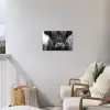 Schotse hooglander - Zwart - Wit - Sneeuwvlokken Tuinposter op houten frame 2 cm dik klein -sfeer1