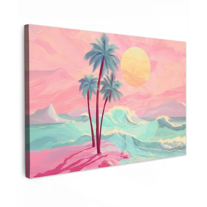 Palmbomen - Golven - Zee canvas 2cm klein -z3d