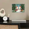 Sneeuwpop - Kerstsneeuw - Groen - Rood poster papier klein -sfeer1