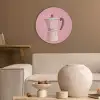 Roze - Mokkapot - Illustratie - Koffie Akoestische PET Vilt - Rond klein -sfeer1
