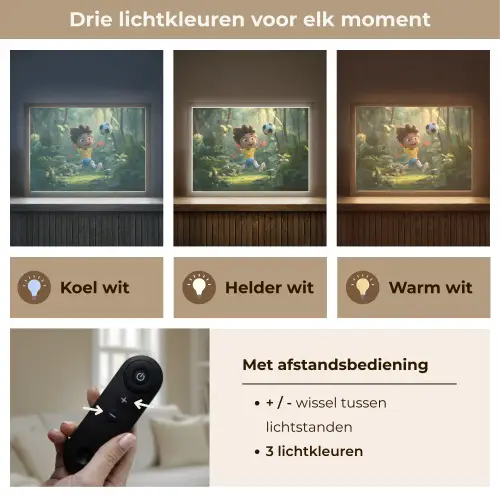 Jongen - Voetbal - Bos Light Box met batterij (Wandlamp kind) middel -USP_lichtkleurNL