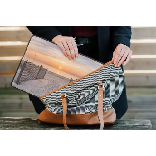 Zonsondergang - Strand - Zand laptophoes neopreen klein -tas