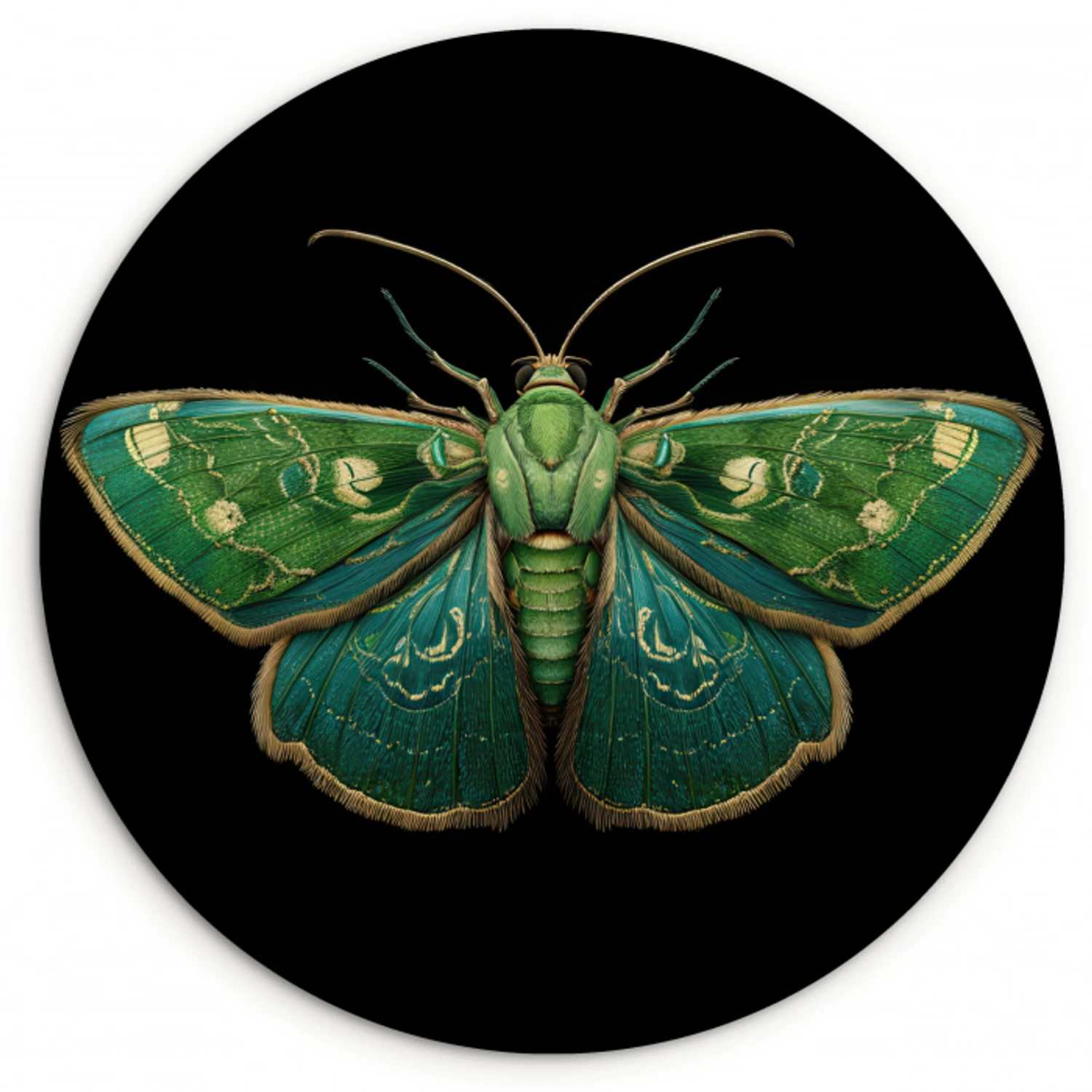 Mot - Levendig - Groen Wandcirkel kunststof plaat 5mm dik klein -3d