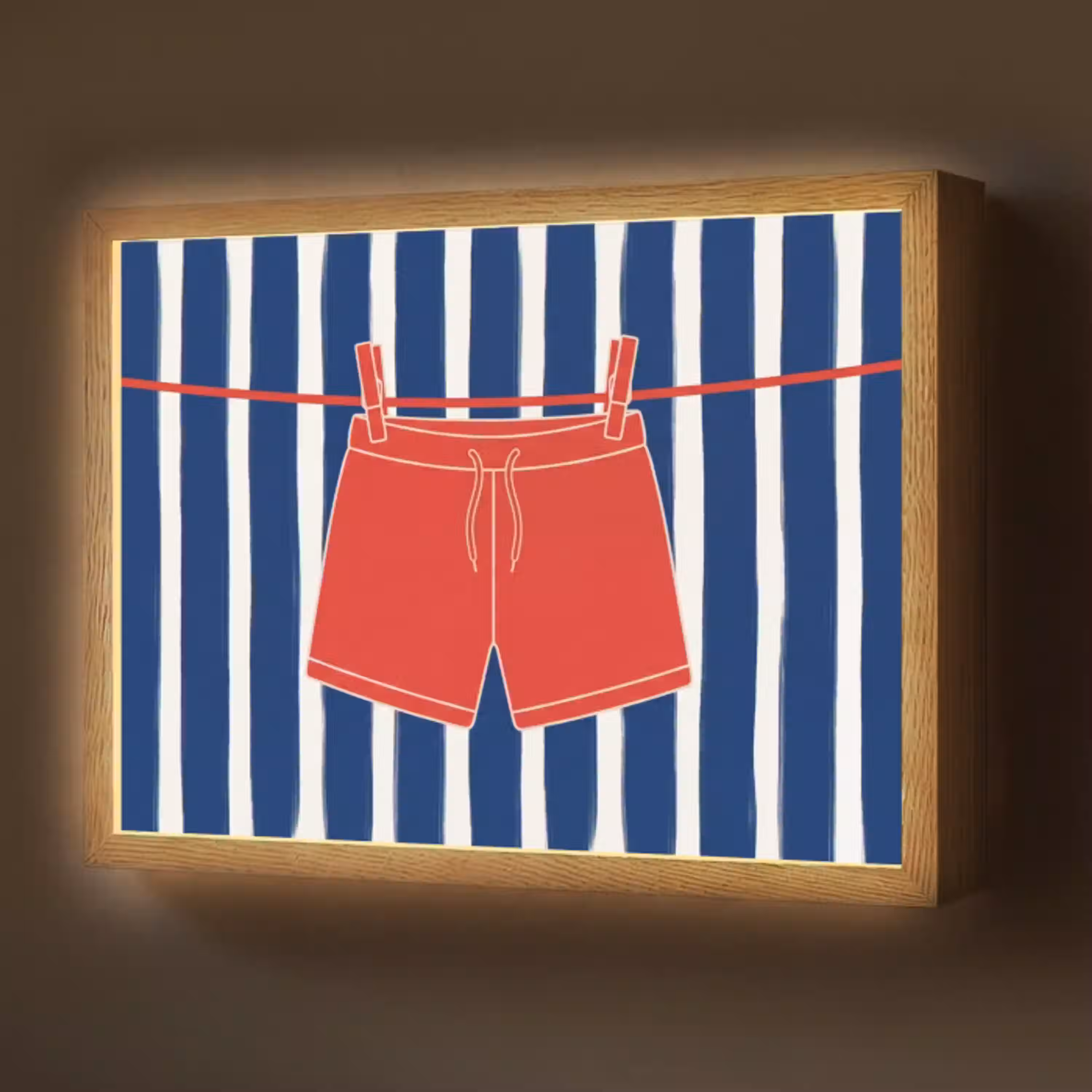 Shorts - Waslijn - Zomer - Illustratie - Rood Light Box met batterij (Wandlamp) middel -z3d_website