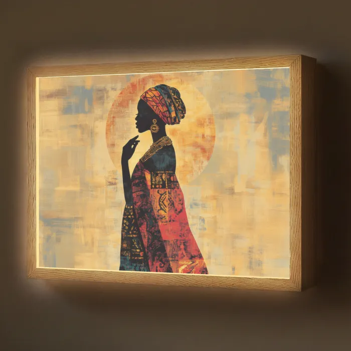 Vrouw - Silhouet - Patronen - Sierlijk Light Box met batterij (Wandlamp) middel -z3d_website