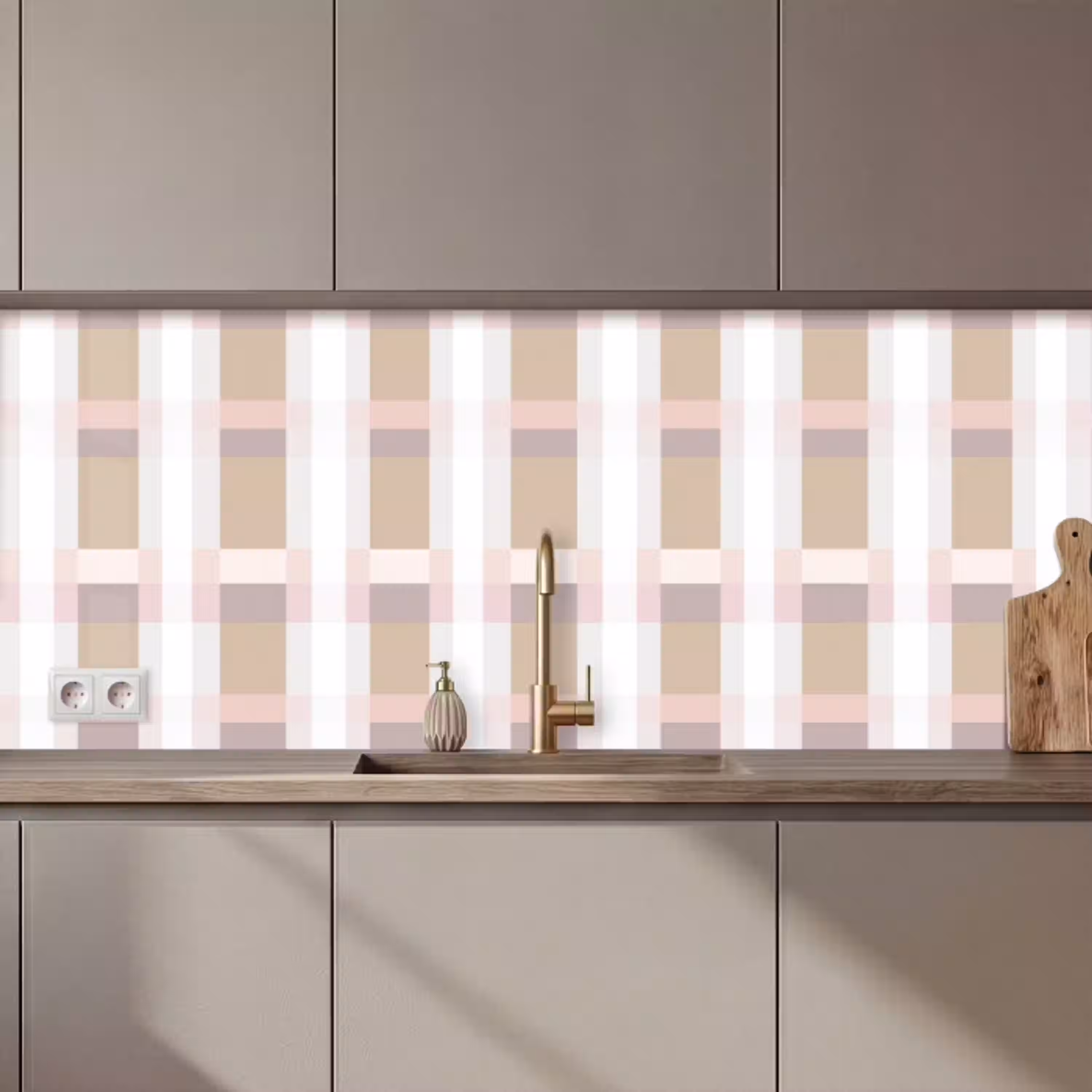 Ruitpatroon - Aardetinten - Minimalistisch keuken achterwand 2 middel 871 zz_3dshopping