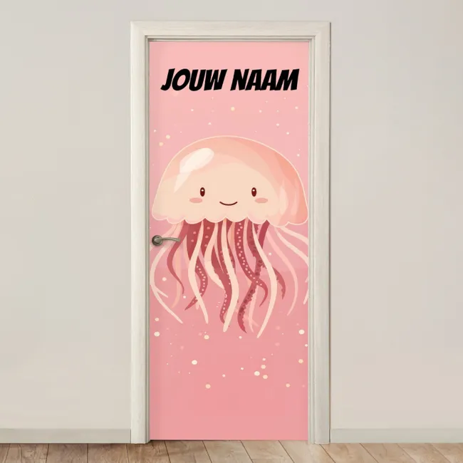 Deursticker met naam - Kwal  - Illustratie - Roze