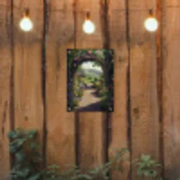 Doorkijk - Landschap - Bloemen - Rozenboog - Natuur tuinposter los doek klein -sfeer1