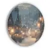 Winterdorp - Sneeuw - Donker Akoestische PET Vilt - Rond klein -3d