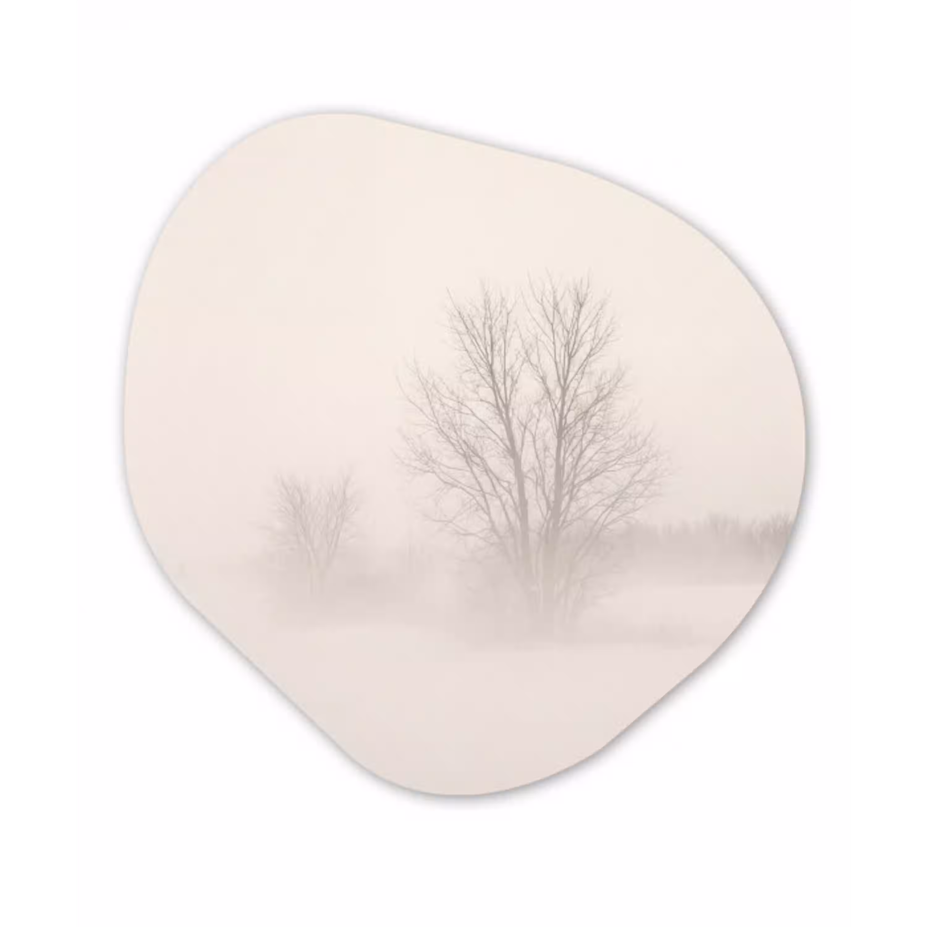 Boom - Mist - Sneeuw - Winter - Minimalistisch Wandcirkel Organisch Aluminium middel -3d