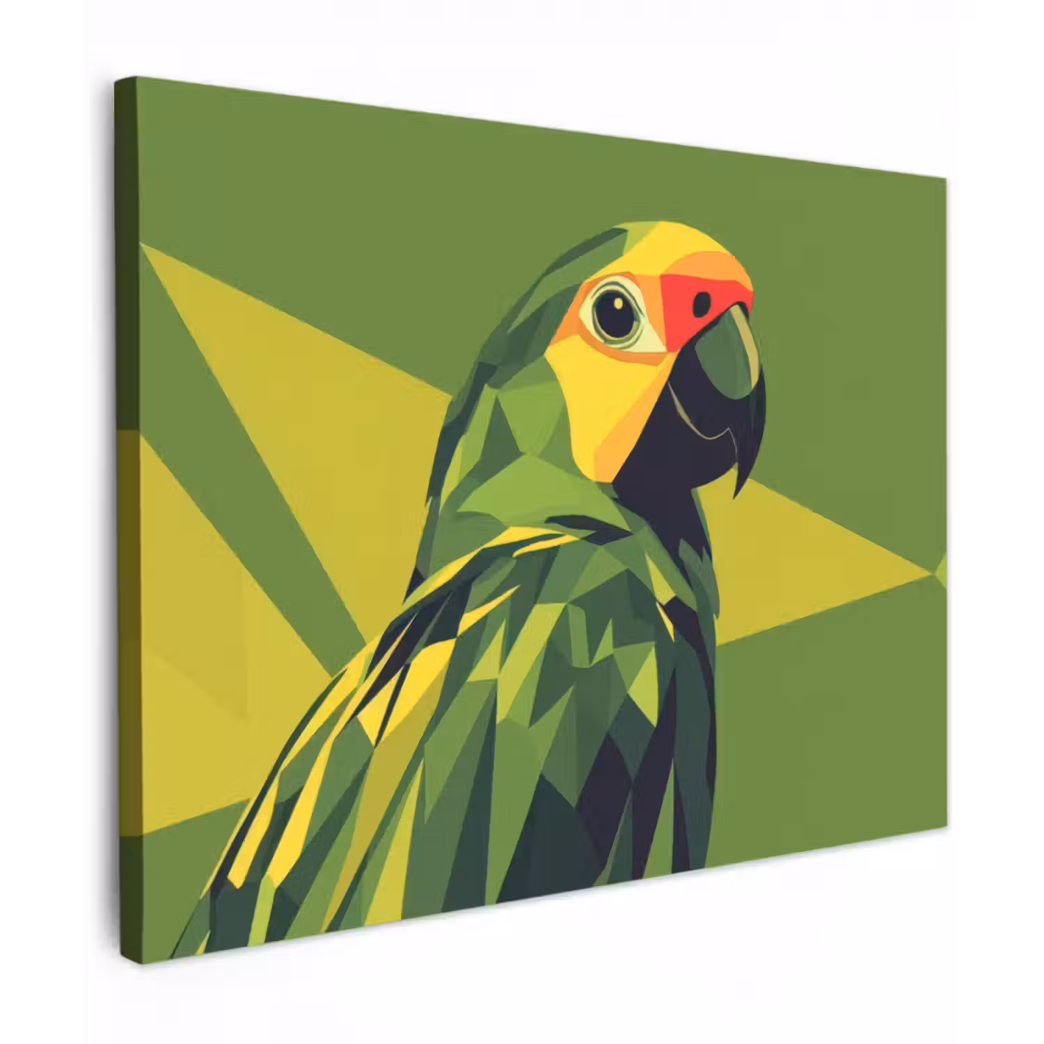 Canvas schilderij - Papegaai - Groen - Snavel - Abstract