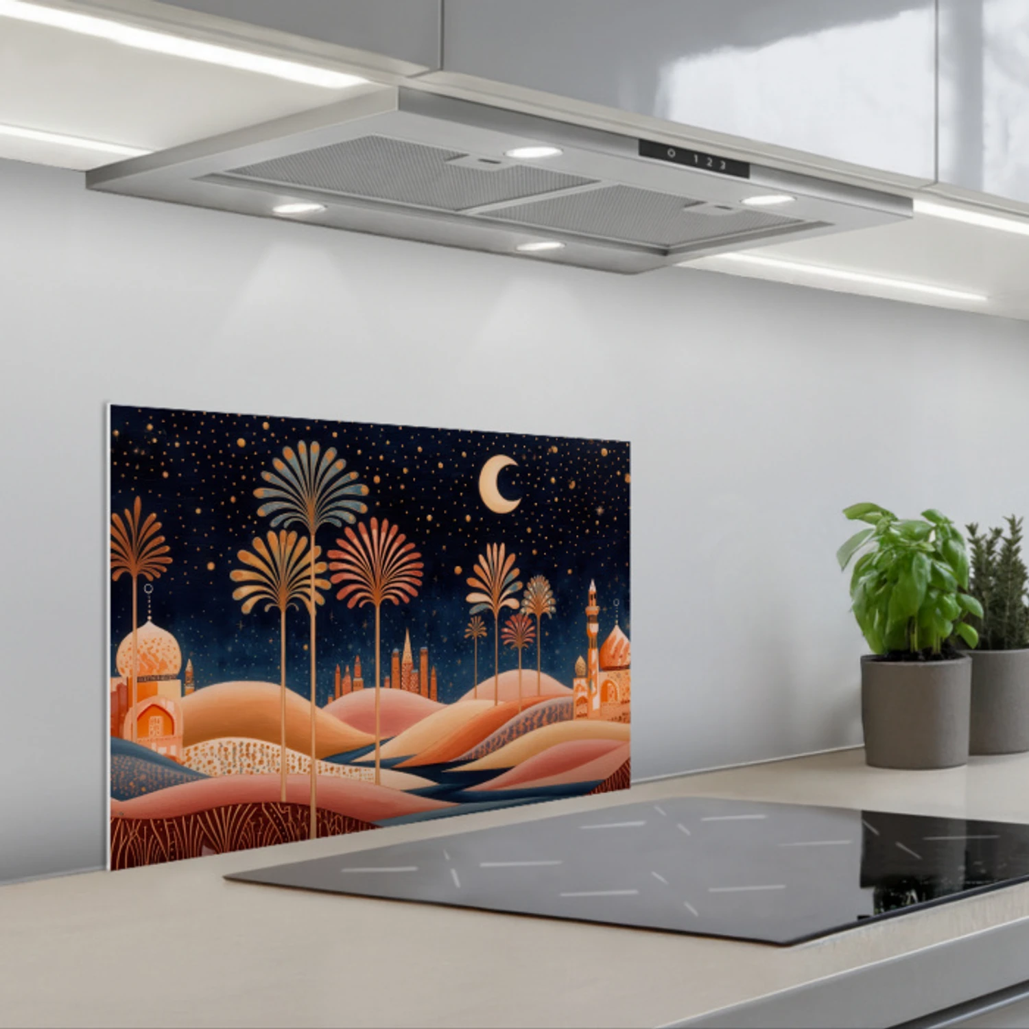 Sterrenhemel - Palmen - Rivier keuken achterwand spatscherm klein -3d_schuin