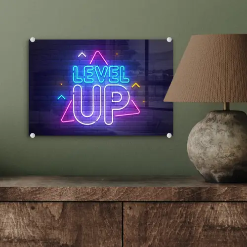 Gaming - Neon - Level Up - Quotes - Gamen plexiglas 5mm klein -sfeer3