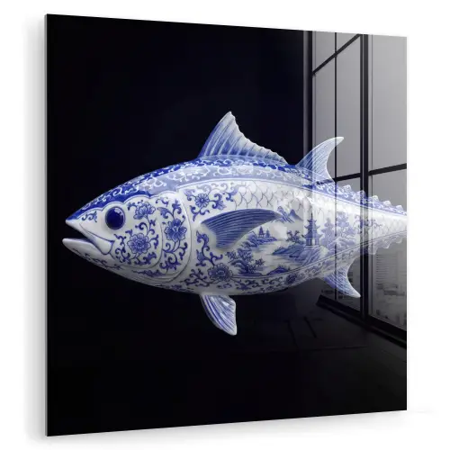 Porselein - Tonijn - Delfts - Blauw plexiglas 5mm klein -zzzproduct_nieuw