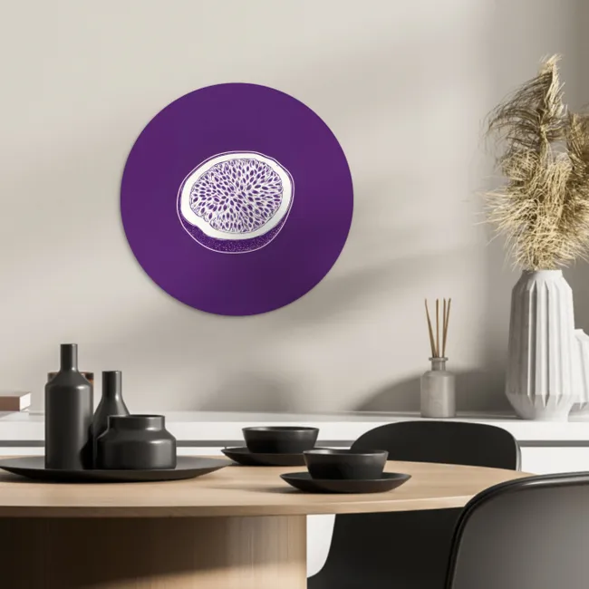Passievrucht - Zaadjes - Paars - Minimalistisch KitchenYeah - Keuken - Wandcirkel Forex klein -sfeer2