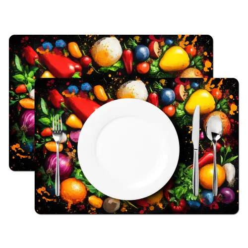 Groente - Graffiti - Kleurrijk - Koken - Abstract Placemat vinyl groot -zzsfeer2_Kitchenyeah-website