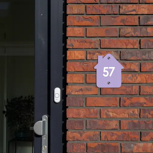 Effen - Lila - Traditioneel Naambord Huisje klein -sfeer2