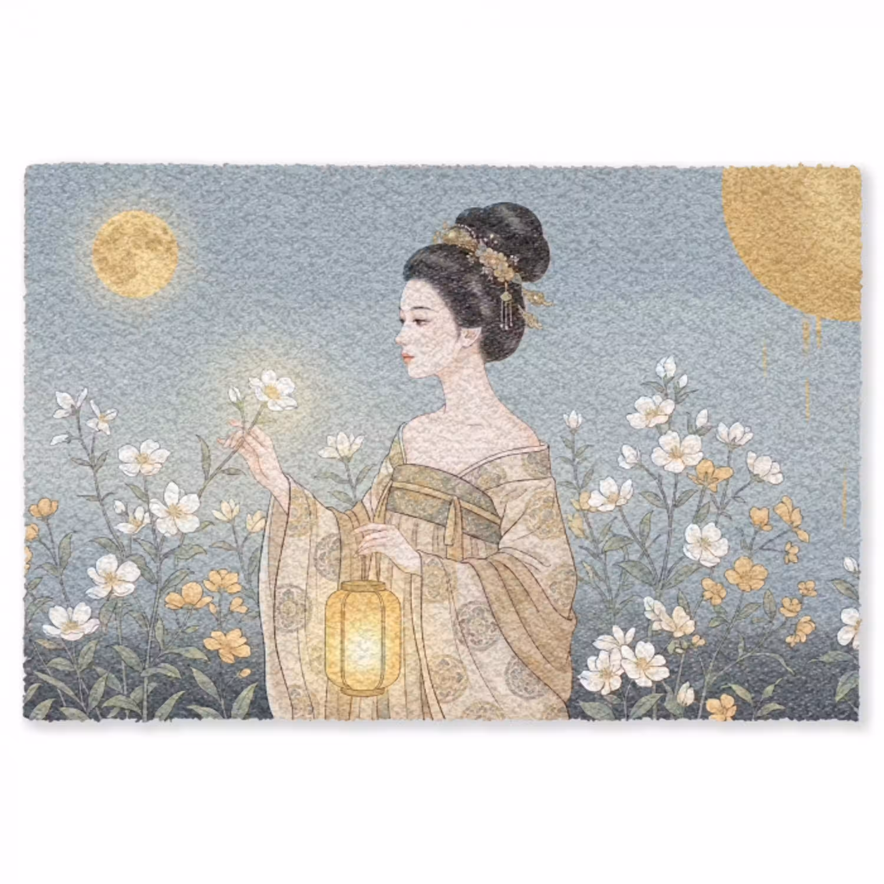 Aziatisch - Vrouw - Kimono Vloerkleed Rechthoek klein -3d