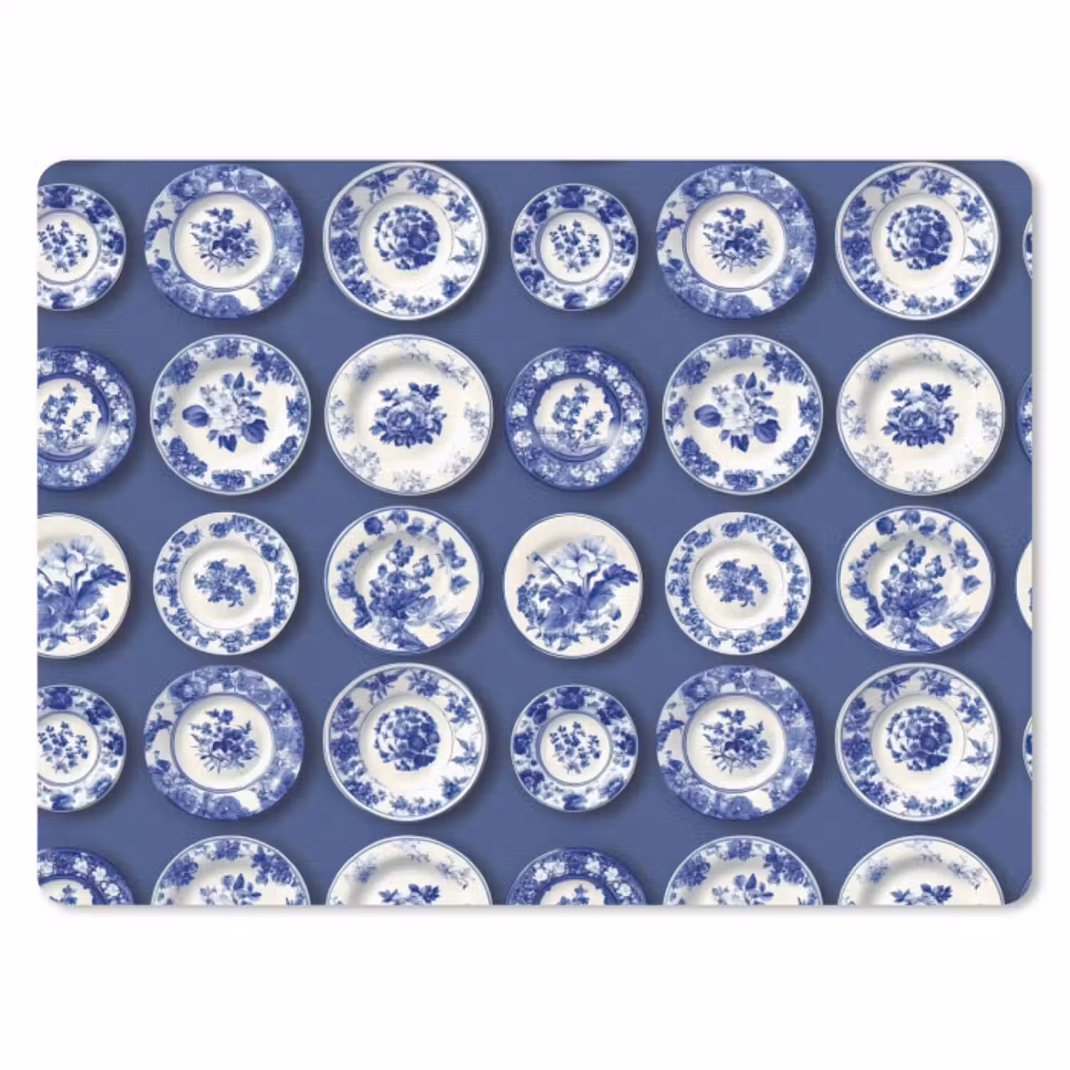 Muismat - Borden - Floraal - Blauw