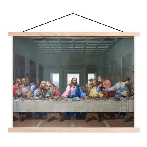 Het laatste avondmaal - Leonardo da Vinci textielposter latten blank klein -3d