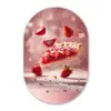 Aardbei - Taart- Eten - Roze Wandcirkel Ovaal Glas middel -3d