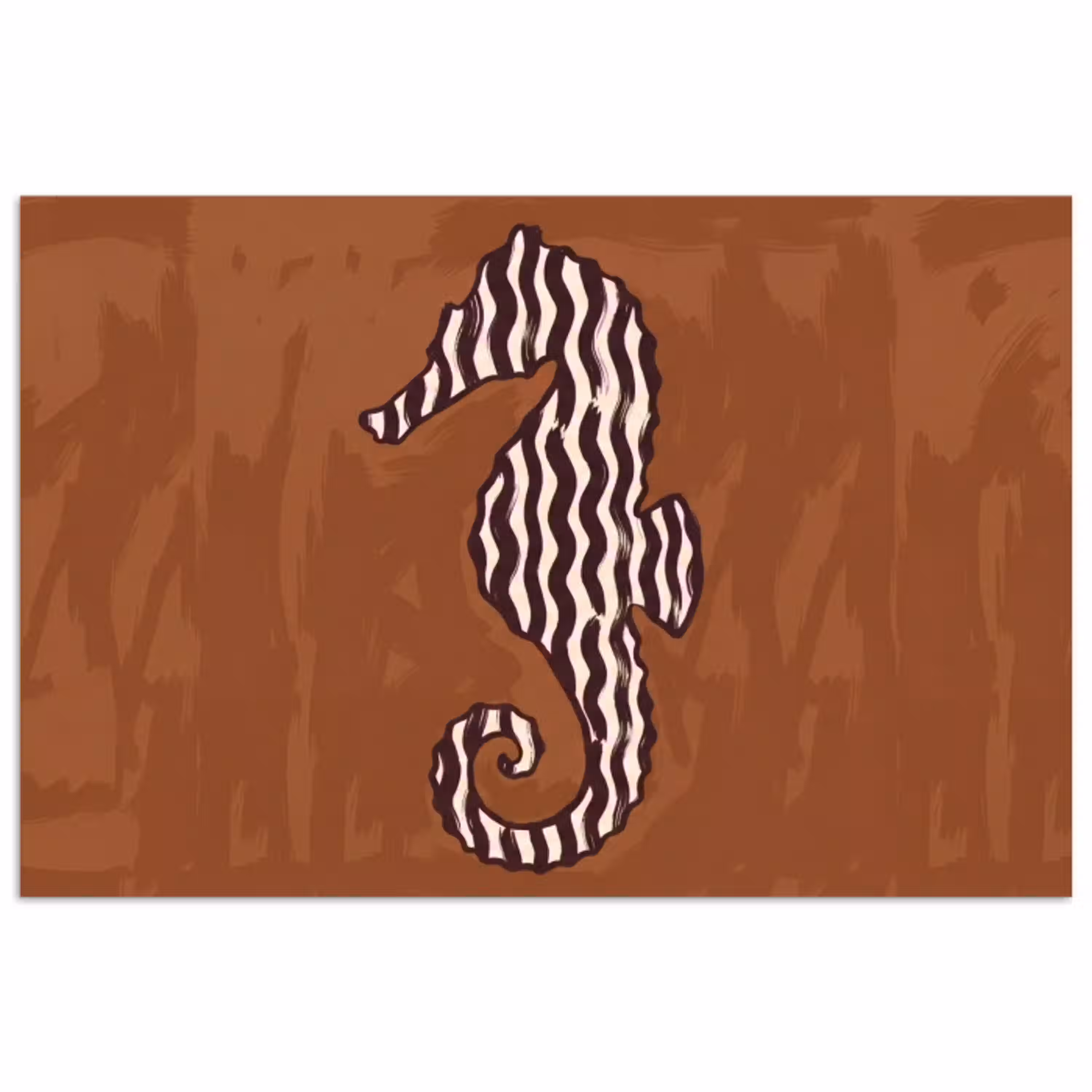Dieren - Zeepaardje - Abstract - Bruin - Strepen poster papier klein -3d