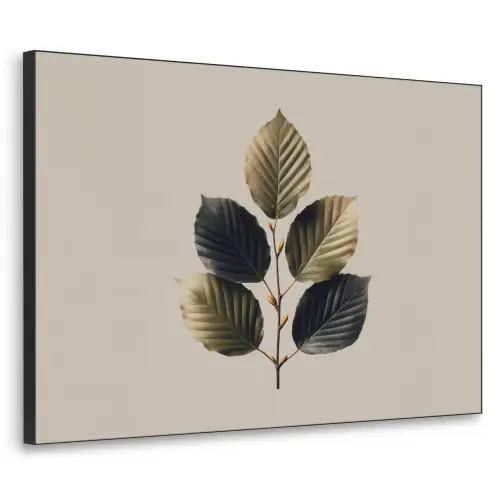Beukenbladeren - Bruin - Groen - neutraal Textielframe zwart klein -3d