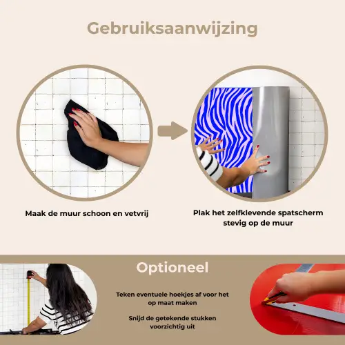Zebra - Blauw - Paars - Pastel keuken achterwand spatscherm klein 900 -gebruiksaanwijzing_NL