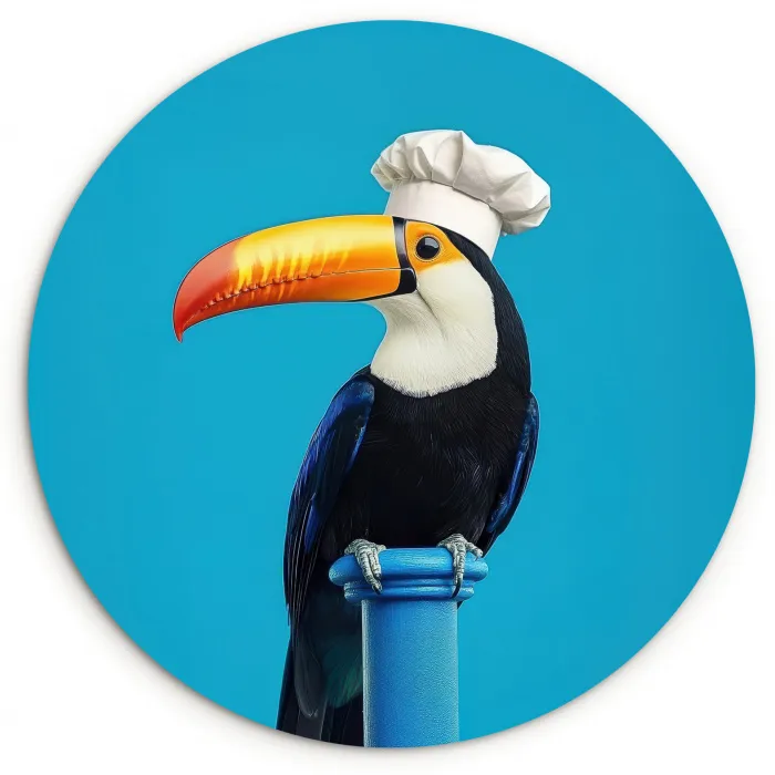 Tucan - Sokkel - Vogel - Koksmuts Wandcirkel kunststof plaat 5mm dik klein -3d
