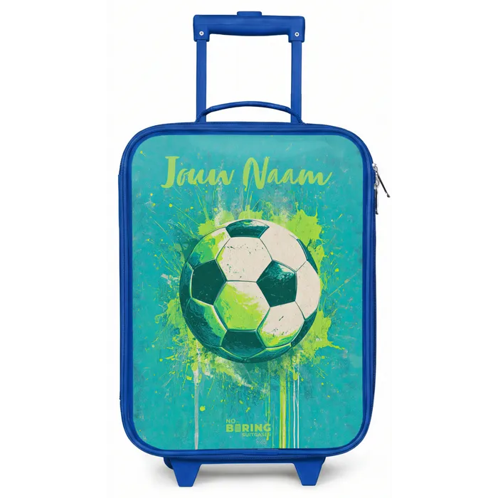 Voetbalvibes - Verfspatten - Groen - Blauw Kinderkoffer - Blauw klein -zz3dotto