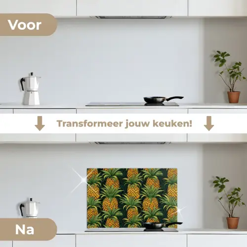 Illustratie - Patroon - Ananas keuken achterwand spatscherm klein 900 -voor_na_NL