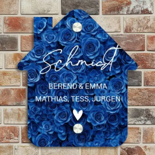 Blauwe rozen - Sierlijk Naambord Huisje klein -sfeer6