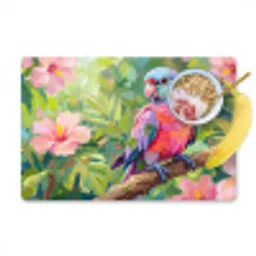 Papagaai - Hibiscusbloemen - Kleurrijk Placemat vinyl groot -zzzproduct_Kitchenyeah-website
