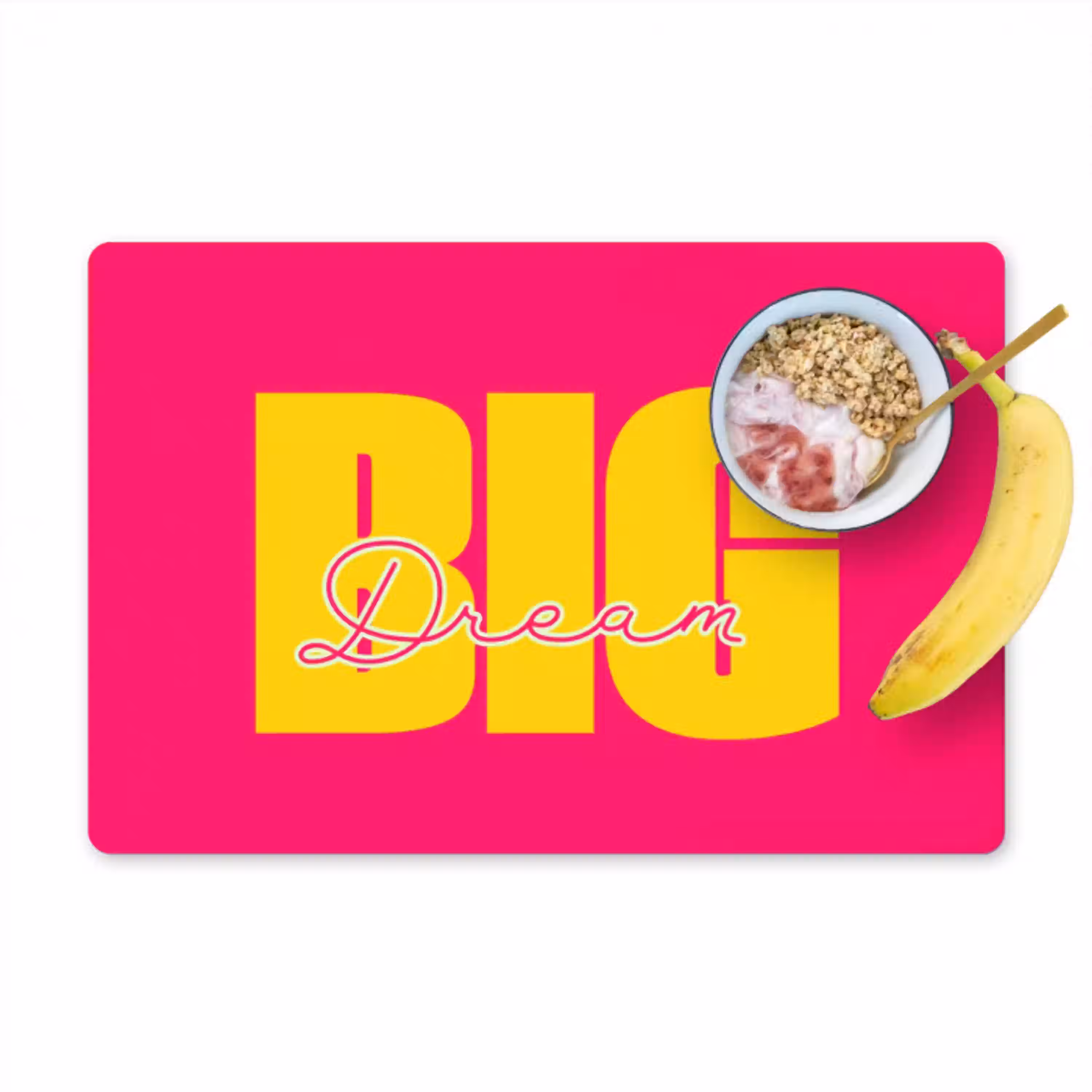 Dream big - Roze - Geel - Minimalistisch Placemat vinyl groot -zzzproduct_Kitchenyeah-website