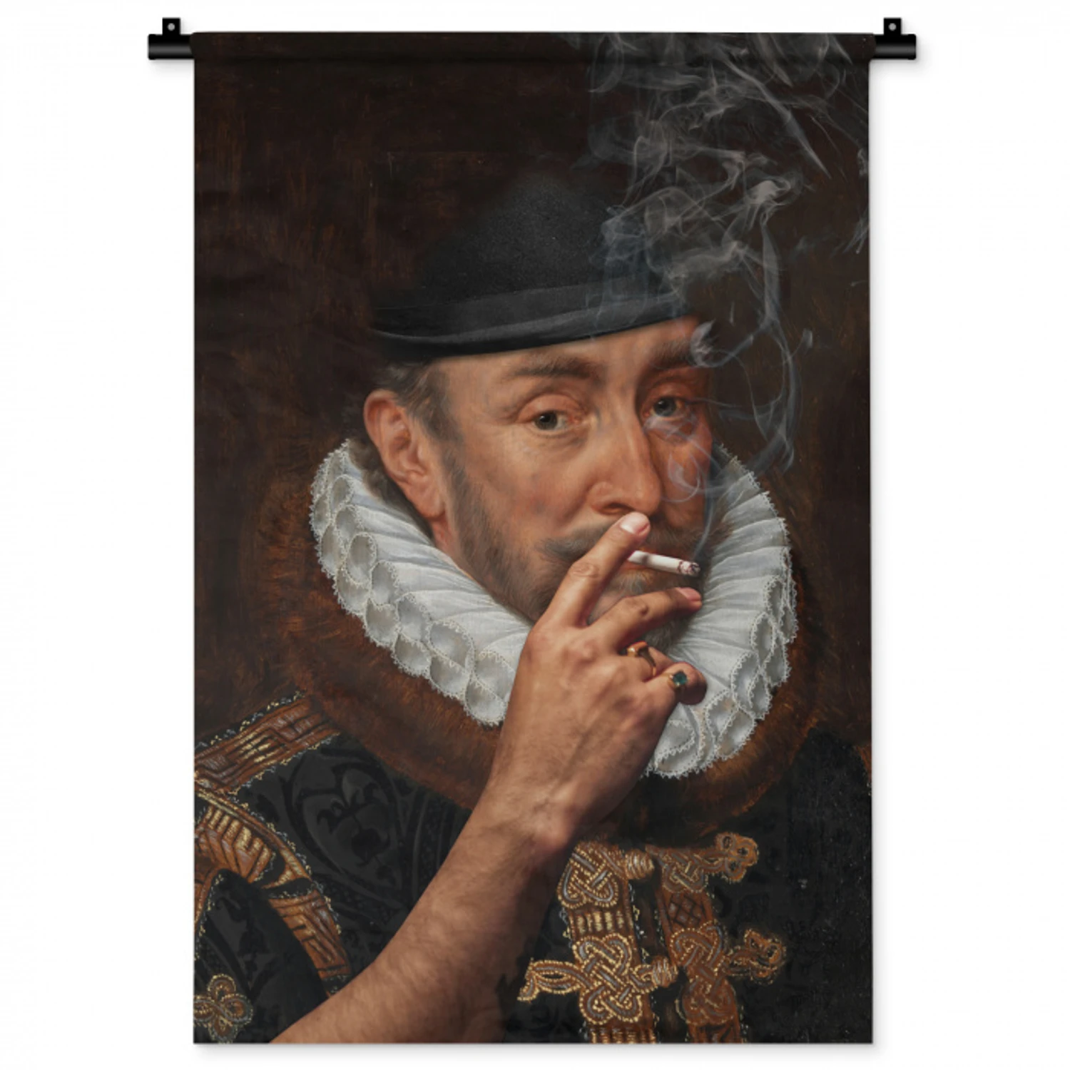 Willem van Oranje - Adriaen Thomasz - Sigaretten - Rook Wandkleed katoen klein -zz3d